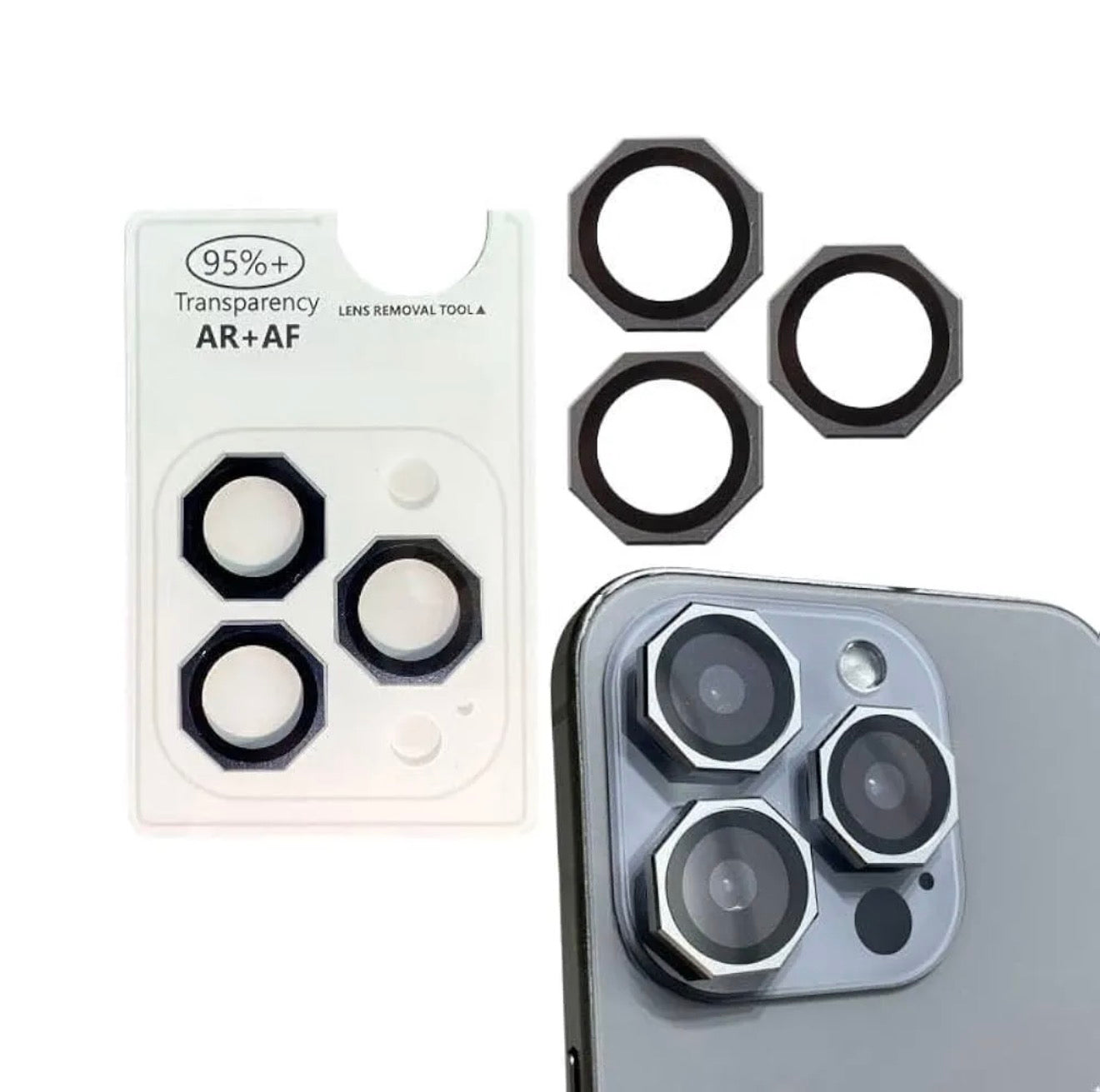 Camera Lens Protection Ring Film with Metal Frame Protector—
For apple iPhone mobiles 12 Pro Max, 13 Pro/13 Pro Max, 16/16 Pro/16 Pro Max, 14/14 Pro Max and 15/15 Pro Max.
