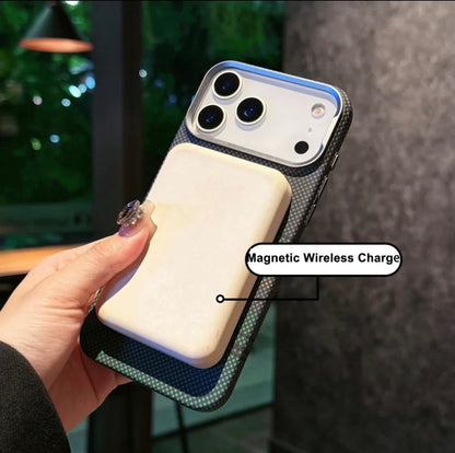Ultra Strong Magnets Carbon Fibre Pattern Phone Case for iPhone  17 Pro Max Magnetic Wireless Charging Shockproof Protect Cover