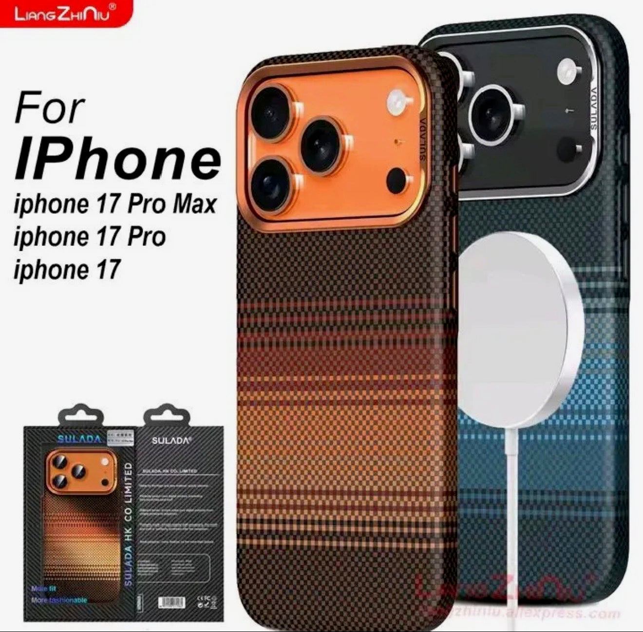 Ultra Strong Magnets Carbon Fibre Pattern Phone Case for iPhone  17 Pro Max Magnetic Wireless Charging Shockproof Protect Cover